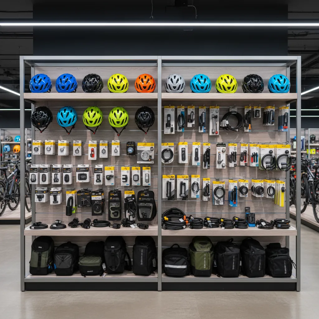 Fietsaccessoires op een rij